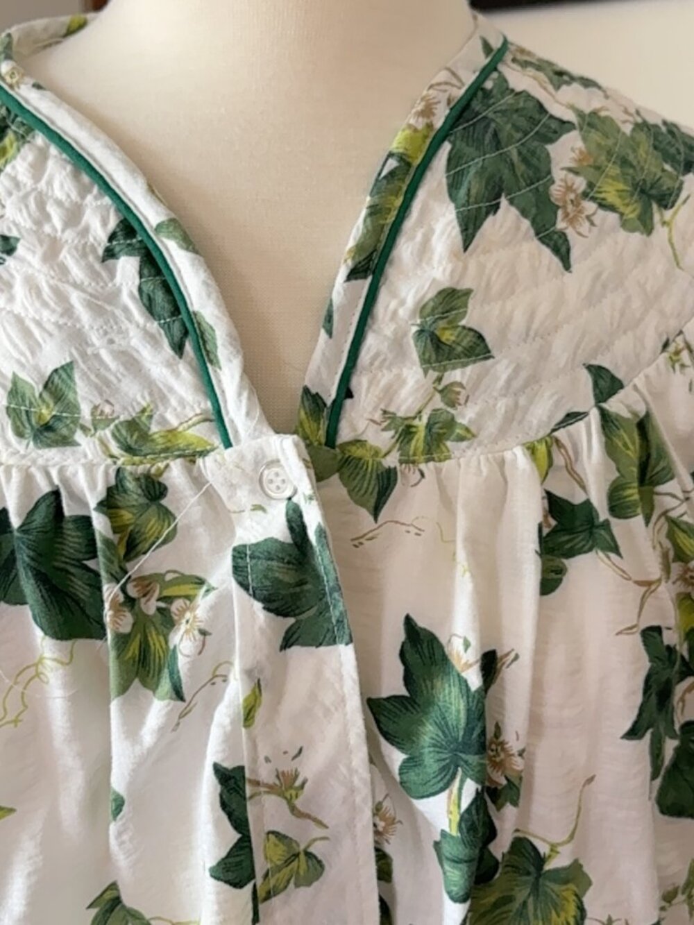 Vanity Fair Ivy Pattern Granny Nightgown House Coat Duster Dress Size L